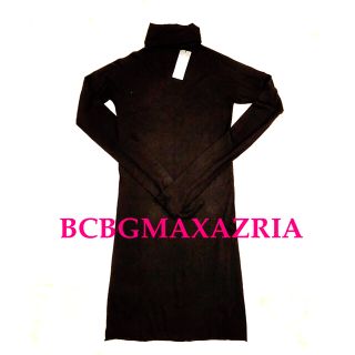 ビーシービージーマックスアズリア(BCBGMAXAZRIA)の断捨離セール　新品　BCBGMAXAZRIA シルク混　ニットワンピ　タートル(ひざ丈ワンピース)