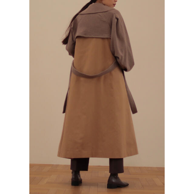 volume tuck wool trench coat