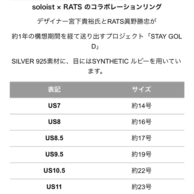 ソロイスト RATS 17 リング