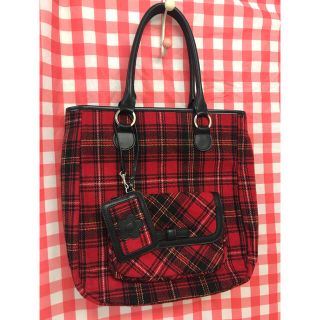 マリークワント(MARY QUANT)のSALE中꙳★*ﾟMARY QUANT꙳★*ﾟ赤チェック柄トートバック(トートバッグ)