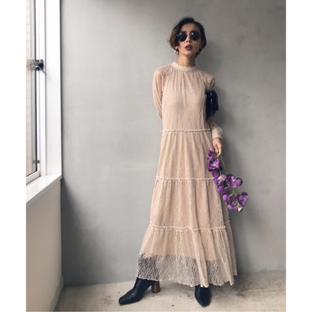 Ameri Vintage SHIRRING SHEER DRESS