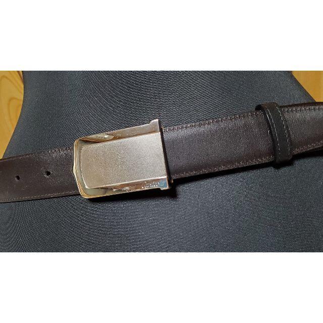 正規 美品 カルティエ アルディロン ロング2Cプレートバックル ベルト 黒×茶