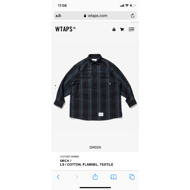 メンズ21AW WTAPS DECK LS COTTN FLANNEL M