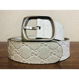 グッチ(Gucci)のGUCCI/グッチ　レザーベルト  ホワイトレザー　型押し(ベルト)