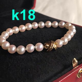 美品 ティファニー パールシグネチャーブレスレット k18 18k 18金