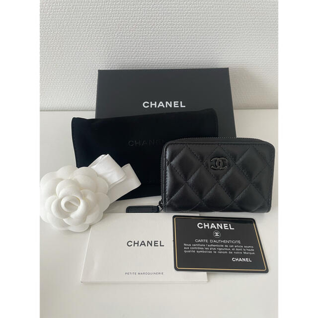 CHANEL  マトラッセ　クラシック ジップ　コインケース　ソーブラック