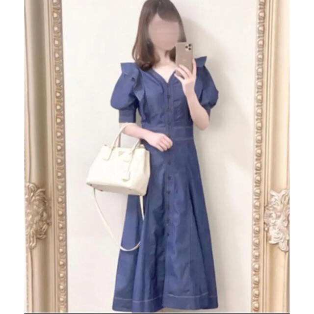 新品試着のみ♡ウィルセレクション♡デニムワンピ♡フリルデザインドラマ起用ワンピ