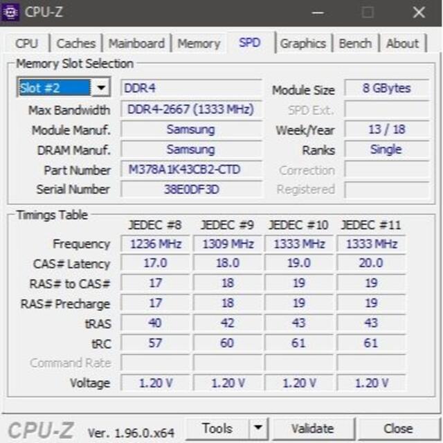 UDIMM型番メモリ Samsung 16GB (8GBx2) DDR4-2666 ''50