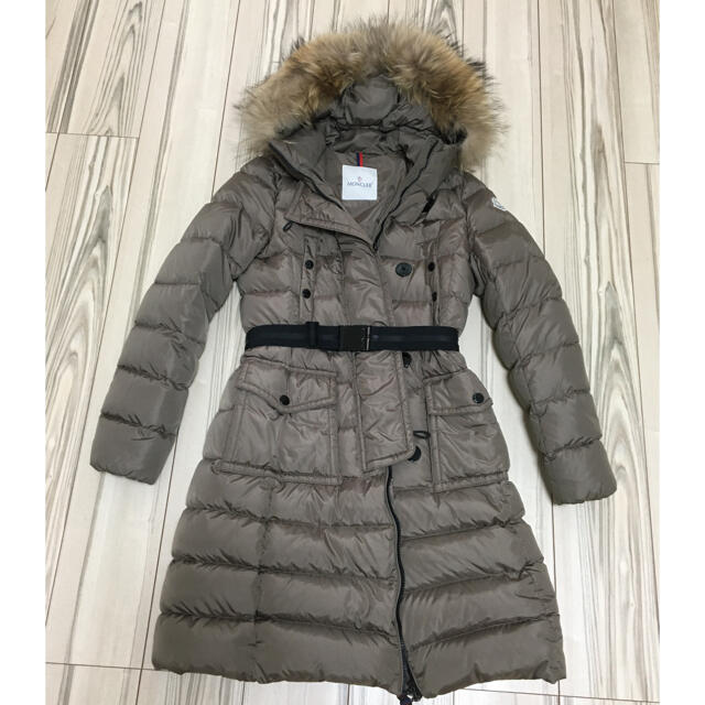 モンクレール moncler ファーダウンコート 0 茶色