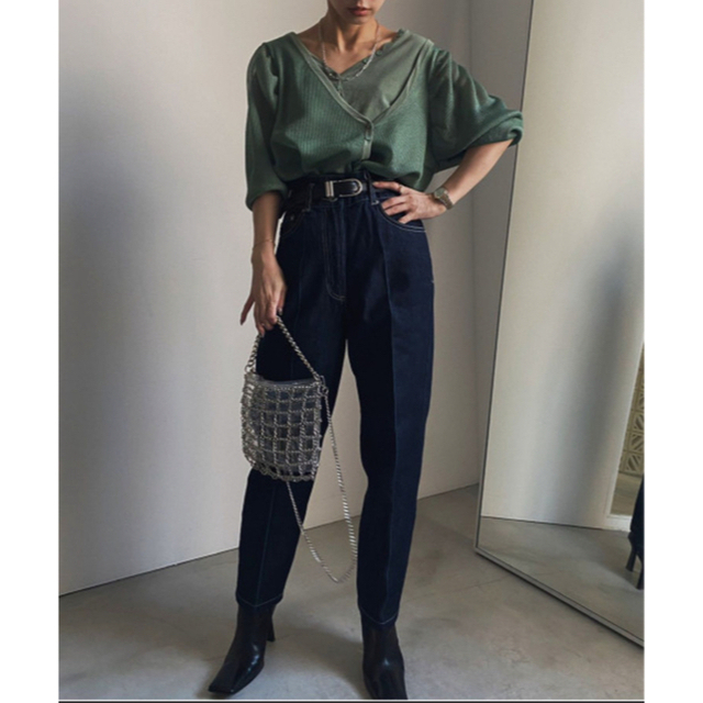 HIGH WAIST TAPERED DENIM インディゴ　24 ameri