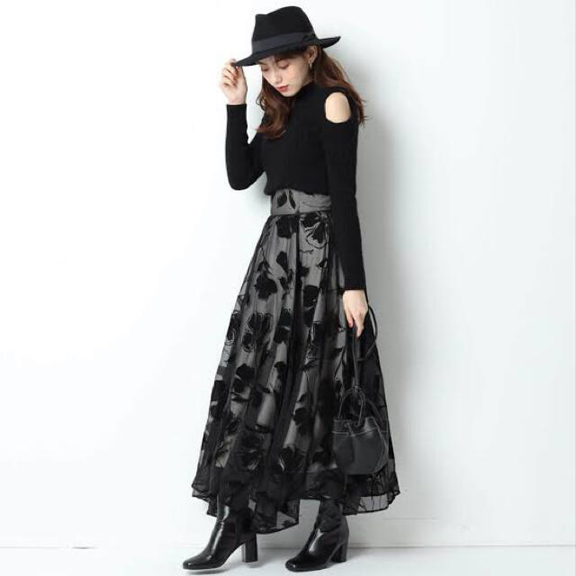 マイストラーダ リリーフロッキースカート フラワー 花柄 ブラック XS- マイストラーダ リリーフロッキースカート フラワー 花柄 ブラック XS-