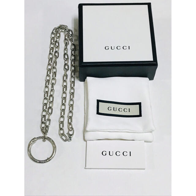 Gucci(グッチ)のGUCCI グッチ シルバー　レア　ウロボロス　蛇　ヘビ　ネックレス　極美品 メンズのアクセサリー(ネックレス)の商品写真