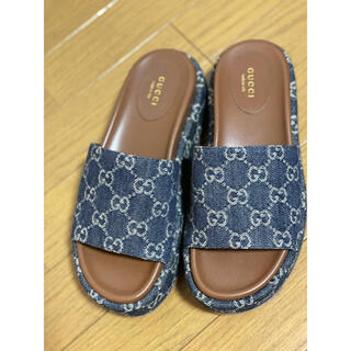 グッチ(Gucci)の●GUCCIグッチGGデニムプラットフォームサンダル37新品(サンダル)