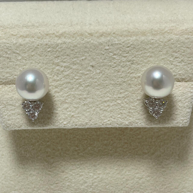 MIKIMOTO(ミキモト)のミキモト　0.13ctダイヤ×8.2㎜パール　ピアス　K18 美品 レディースのアクセサリー(ピアス)の商品写真