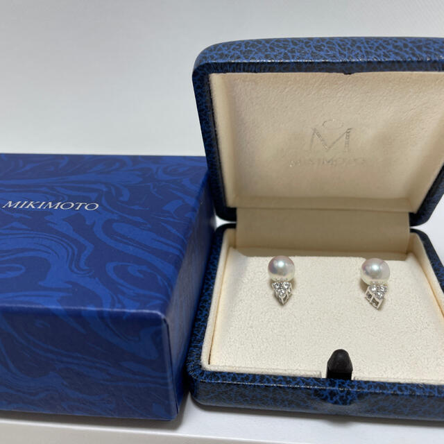 MIKIMOTO(ミキモト)のミキモト　0.13ctダイヤ×8.2㎜パール　ピアス　K18 美品 レディースのアクセサリー(ピアス)の商品写真