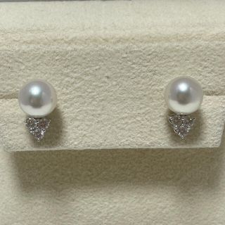 ミキモト(MIKIMOTO)のミキモト　0.13ctダイヤ×8.2㎜パール　ピアス　K18 美品(ピアス)