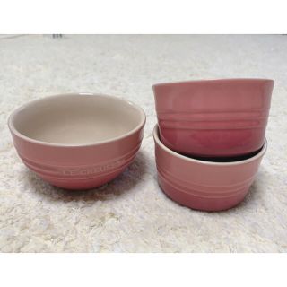 ルクルーゼ(LE CREUSET)のル・クルーゼ　ピンク　ボウル　茶碗　3点セット(食器)