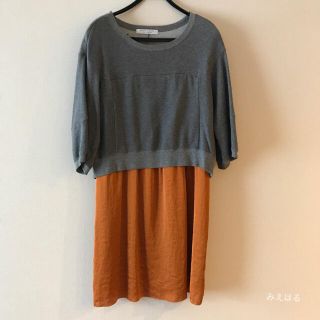 ビューティアンドユースユナイテッドアローズ(BEAUTY&YOUTH UNITED ARROWS)の【素敵★】ビューティ&ユース ワンピース　グレー　オレンジ(ひざ丈ワンピース)