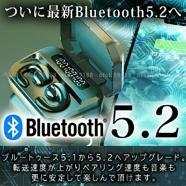 ワイヤレスイヤホン 骨伝導 耳挟み式02 新品 通話 Bluetooth マイク スマホ/家電/カメラのオーディオ機器(ヘッドフォン/イヤフォン)の商品写真