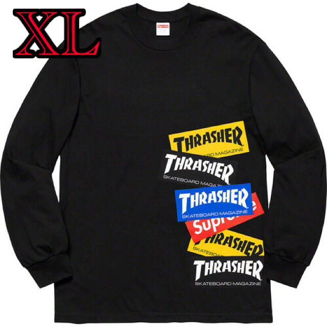 Supreme(シュプリーム)の【送料込み★】Supreme × Thrasher マルチロゴ ロンT 黒 XL メンズのトップス(Tシャツ/カットソー(七分/長袖))の商品写真