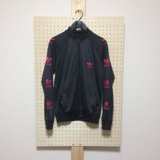 アディダス(adidas)の古着 adidas トラックジャケット 黒ピンク(トレーナー/スウェット)