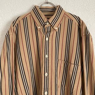 バーバリー(BURBERRY)のバーバリー ノバチェック BDシャツ ストライプ ボーダー チェック 古着 M(シャツ)