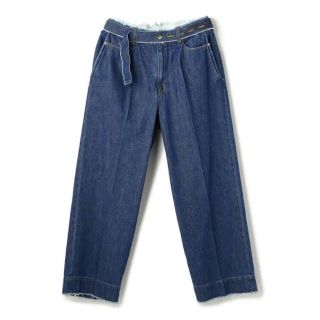 サンシー(SUNSEA)のYOKE CUT-OFF WIDE-LEGGED DENIM TROUSERS(デニム/ジーンズ)