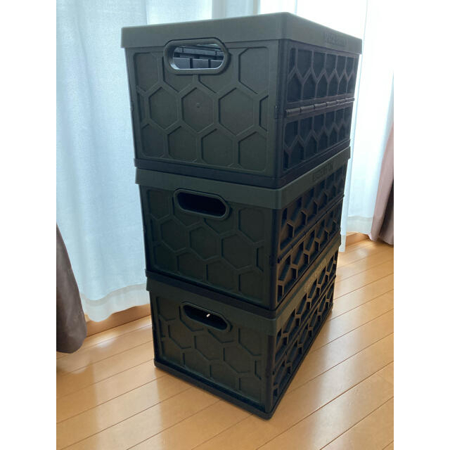 コストコ(コストコ)の新品　折り畳み　コンテナ 46L  SPACECRATE カーキ色3個セット   インテリア/住まい/日用品の収納家具(ケース/ボックス)の商品写真