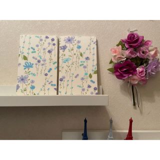 【ハンドメイド】軽量ファブリックパネル　ブルーフラワー2枚(ファブリック)