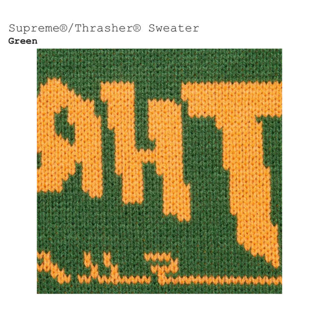 Supreme(シュプリーム)のSupreme®/Thrasher® Sweater Green L メンズのトップス(ニット/セーター)の商品写真