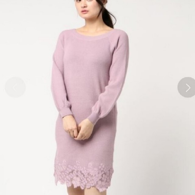 MISCH MASCH(ミッシュマッシュ)のミッシュマッシュ裾レース刺繍ワンピース  ピンク レディースのスカート(ひざ丈スカート)の商品写真