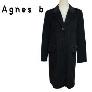 agnes b ウール100% ブラック　超美品　ロングコート　Lサイズ