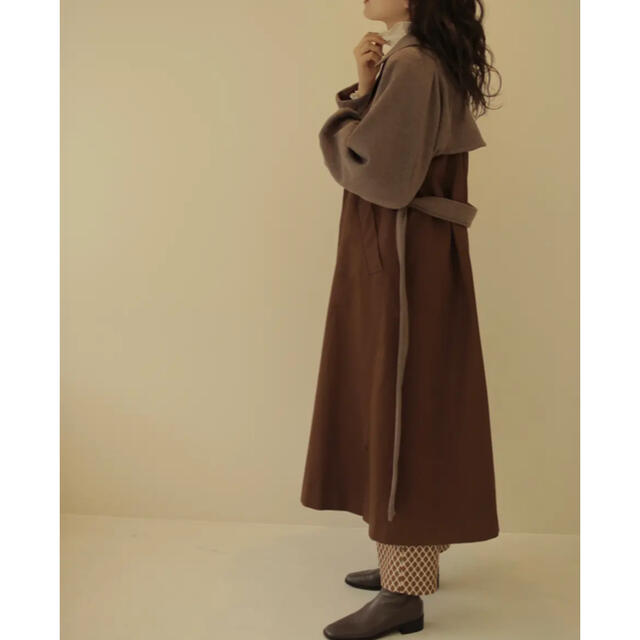 volume tuck wool trench coat