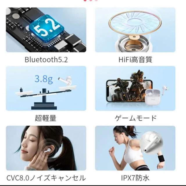 【新品未使用】sakyo ワイヤレスイヤホン スマホ/家電/カメラのオーディオ機器(ヘッドフォン/イヤフォン)の商品写真