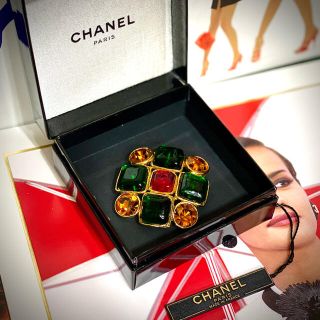 シャネル(CHANEL)の美品 希少 90'S VINTAGE CHANEL ブローチ グリポアガラス(ブローチ/コサージュ)