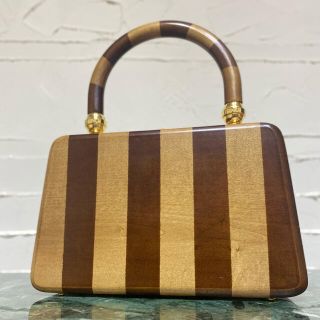 フェンディ(FENDI)の激レア 超希少 VINTAGE OLD FENDI ペカン ウッドバニティバッグ(ハンドバッグ)