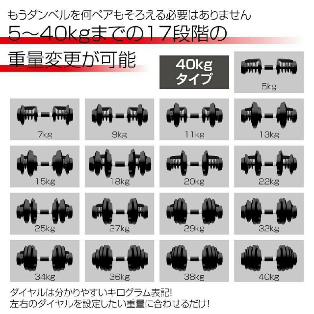 5Kg〜40Kgまで好みの重さに変えられる可変式ダンベル。 | tresdarc.com