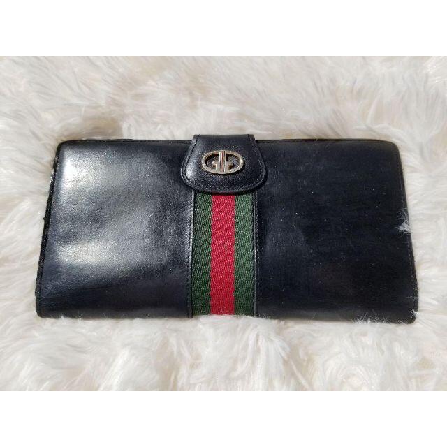 Gucci - 【希少】オールド グッチ シェリーライン レザー長財布