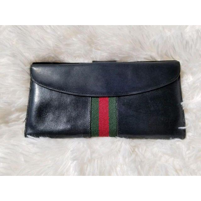 Gucci - 【希少】オールド グッチ シェリーライン レザー長財布