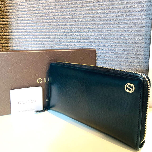 値下げ中!美品☆GUCCI グッチ レザー ラウンドファスナー 長財布 小銭