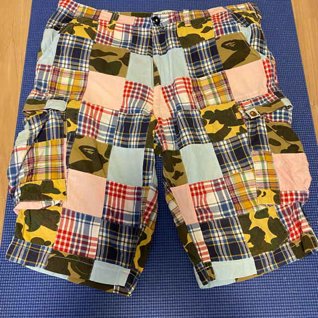 APE NW 23周年 ネオン カモ 迷彩 スウェット ハーフパンツ エイプ L