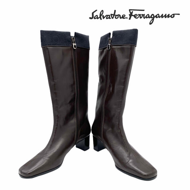 【美品】Ferragamo フェラガモ レザー ハーフブーツ 22cm