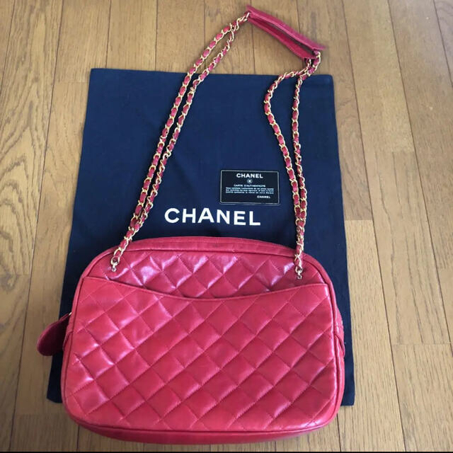 シャネル　CHANEL ヴィンテージ　マトラッセ　ショルダーチェーンバッグ　赤