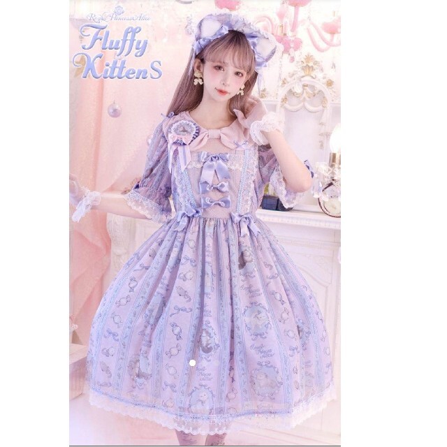 Angelic Pretty(アンジェリックプリティー)のFluffy Kittensねこ助コラボワンピース レディースのワンピース(ひざ丈ワンピース)の商品写真