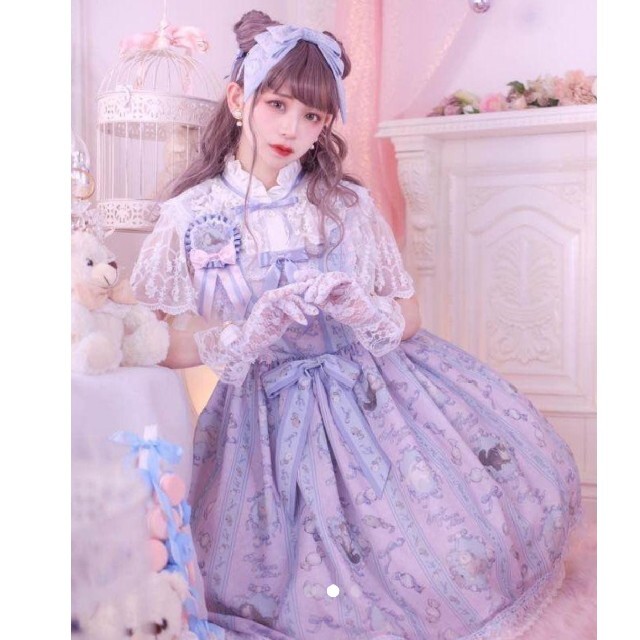 Angelic Pretty(アンジェリックプリティー)のFluffy Kittensねこ助コラボワンピース レディースのワンピース(ひざ丈ワンピース)の商品写真