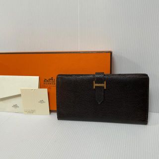 エルメス(Hermes)のエルメス べアン リザードレザー ゴールドメタル(長財布)