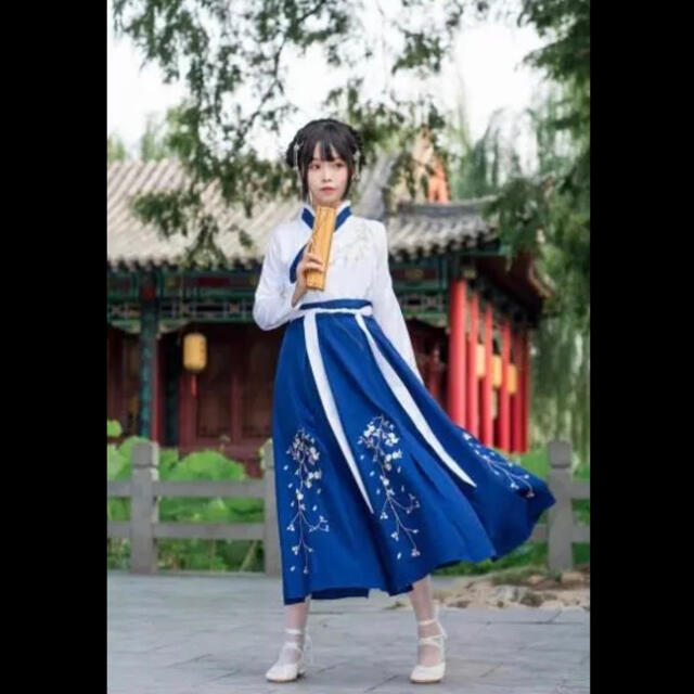 ハロウィン 漢服 レディース コスプレ 中華服 学生的 式服 コスプレ M 青 エンタメ/ホビーのコスプレ(衣装一式)の商品写真