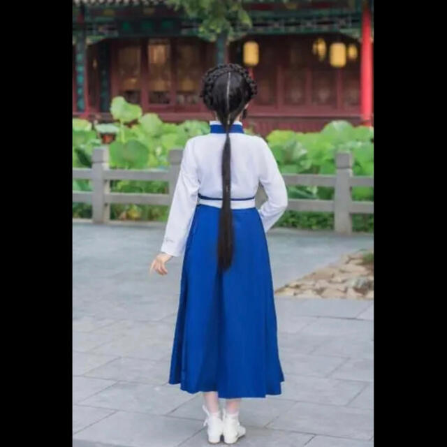 ハロウィン 漢服 レディース コスプレ 中華服 学生的 式服 コスプレ M 青 4