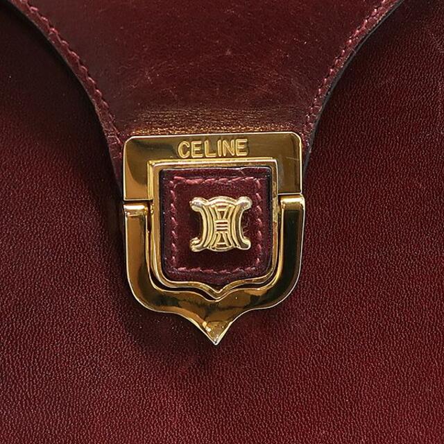 celine(セリーヌ)のCELINE セリーヌ レザー ショルダーバッグ 赤 オールドセリーヌ ボルドー レディースのバッグ(ショルダーバッグ)の商品写真