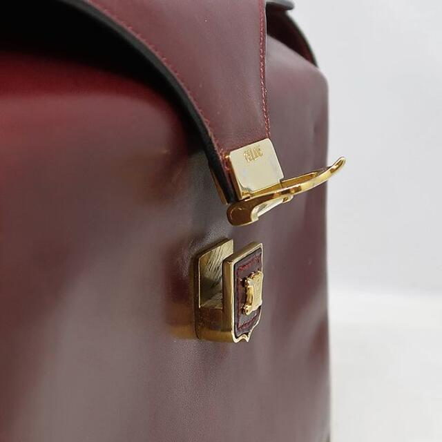 CELINE セリーヌ レザー ショルダーバッグ 赤 オールドセリーヌ ボルドー